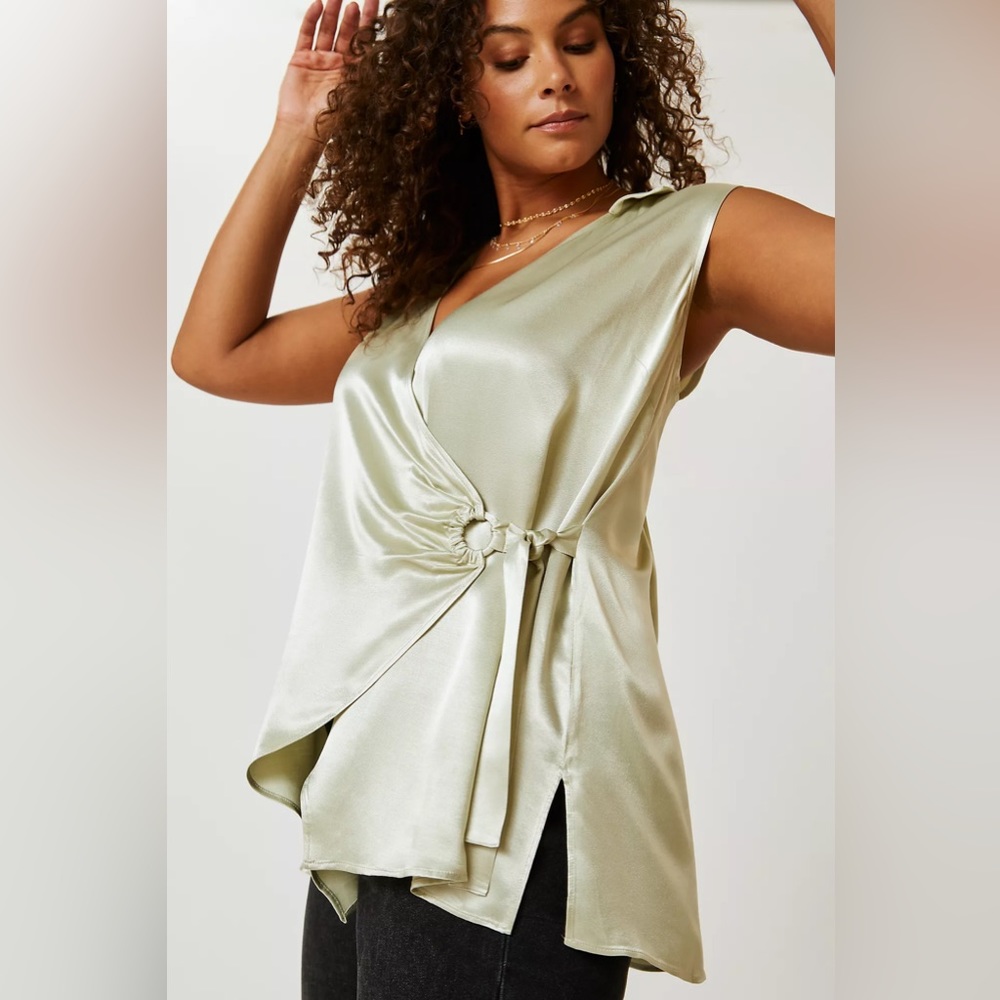 NWT Anthropologie Iridescent Wrap Vest Shirt